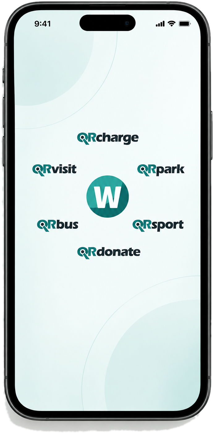Telefón s aplikáciou WERTYZ – QRcharge, QRpark, QRvisit, QRbus, QRsport a QRdonate v jednej aplikácii